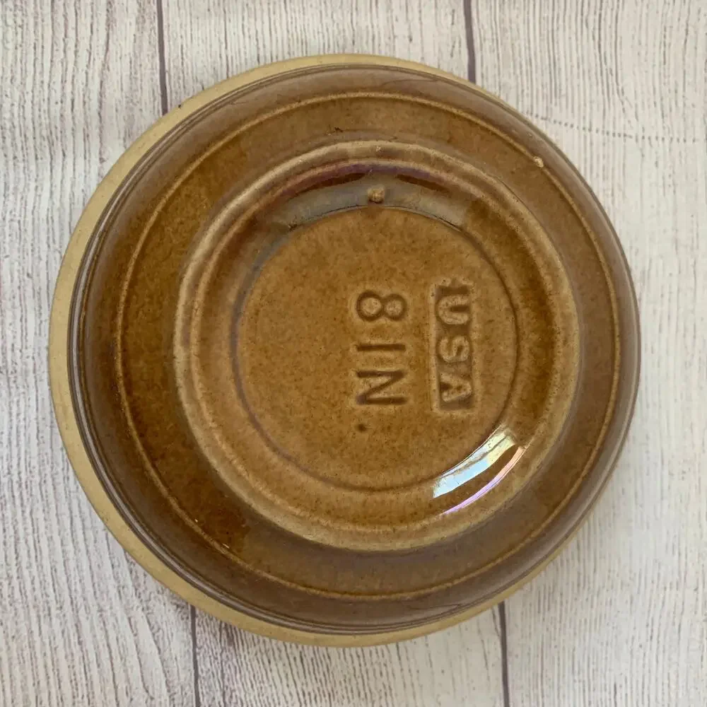 Vintage Brown Stoneware Beehive Mixing Bowl USA 8